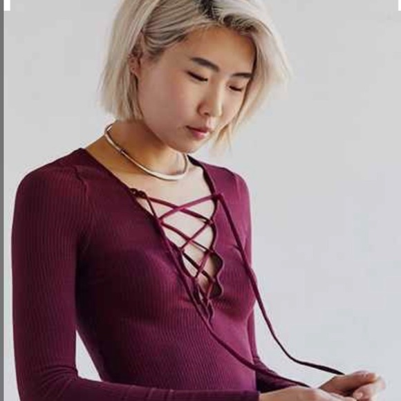 Urban Outfitters Tops - Maroon lace up top
